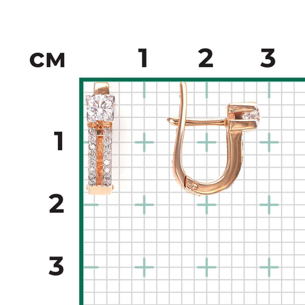 Серьги с английским замком из красного золота с бриллиантами 02-0199-00-101-1110-30