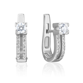 Серьги с английским замком из белого золота с бриллиантами