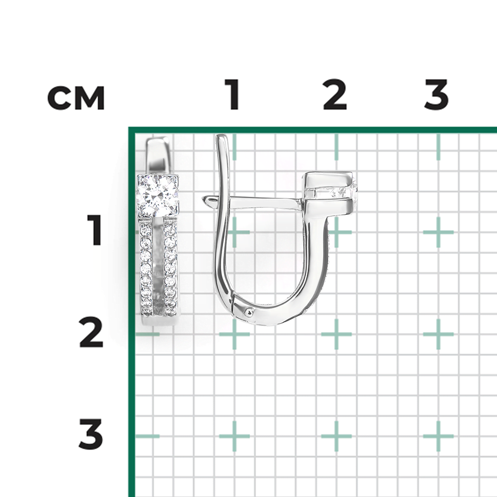 Серьги с английским замком из белого золота с бриллиантами 02-0200-00-101-1120-30