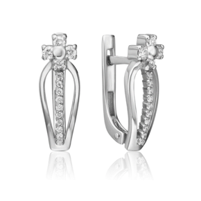 Серьги с английским замком из белого золота с бриллиантами 02-0216-00-101-1120-30