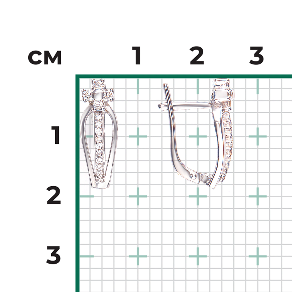 Серьги с английским замком из белого золота с бриллиантами 02-0216-00-101-1120-30