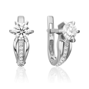 Серьги с английским замком из белого золота с бриллиантами 02-0218-00-101-1120-30