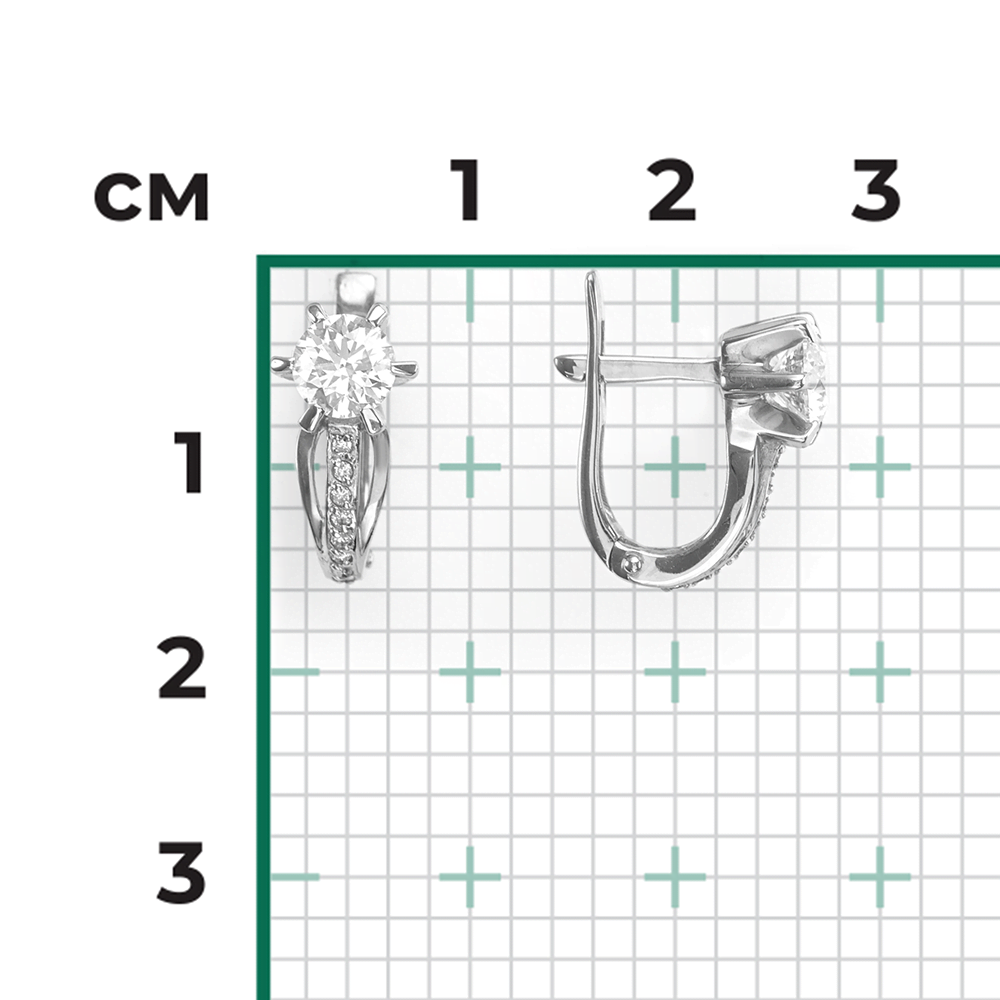 Серьги с английским замком из белого золота с бриллиантами 02-0218-00-101-1120-30