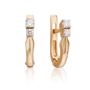 Серьги с английским замком из красного золота с бриллиантами 02-0223-00-101-1110-30