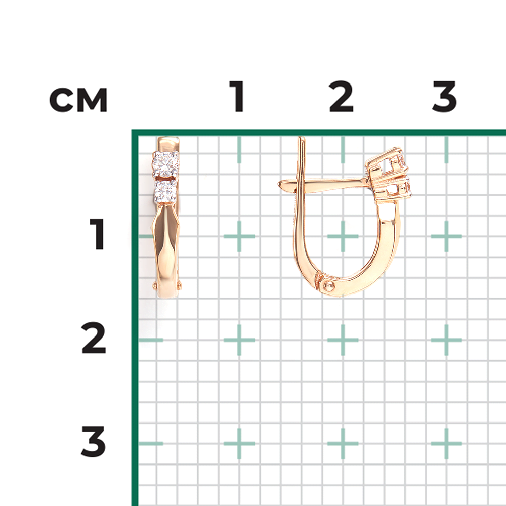 Серьги с английским замком из красного золота с бриллиантами 02-0223-00-101-1110-30