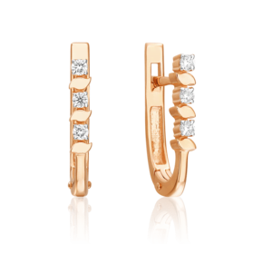 Серьги с английским замком из красного золота с бриллиантами 02-0227-00-101-1110-30