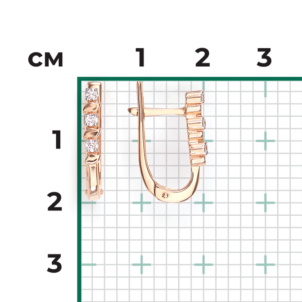 Серьги с английским замком из красного золота с бриллиантами 02-0227-00-101-1110-30