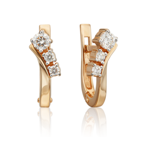 Серьги с английским замком из красного золота с бриллиантами 02-0235-00-101-1110-30