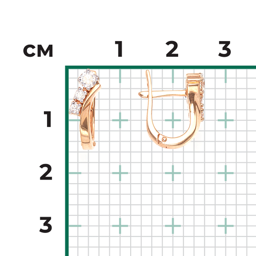 Серьги с английским замком из красного золота с бриллиантами 02-0235-00-101-1110-30