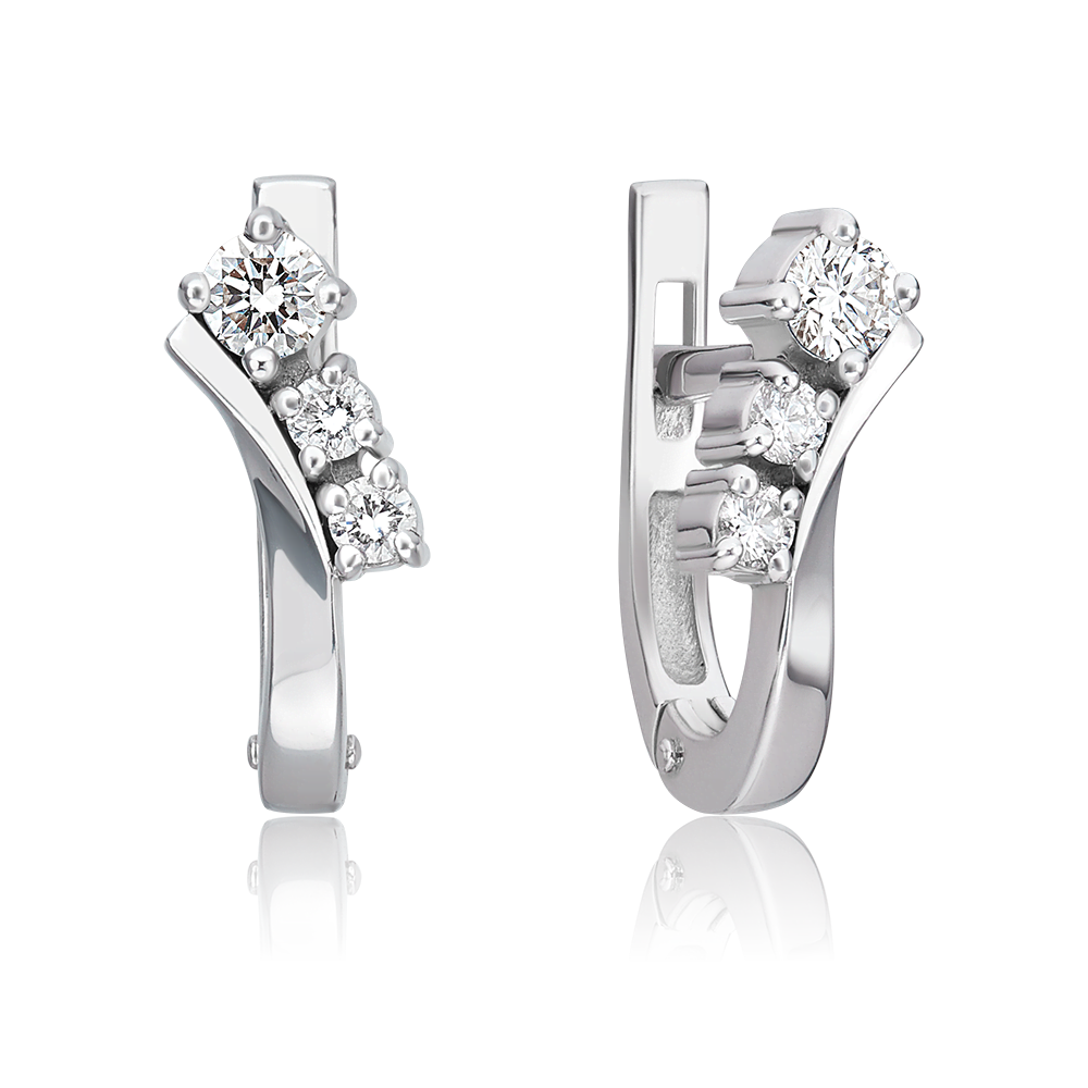 Серьги с английским замком из белого золота с бриллиантами 02-0236-00-101-1120-30