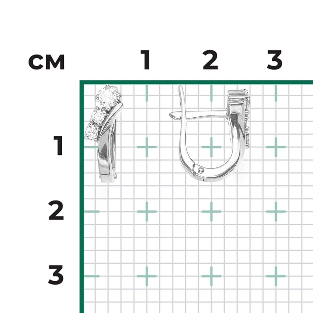 Серьги с английским замком из белого золота с бриллиантами 02-0236-00-101-1120-30