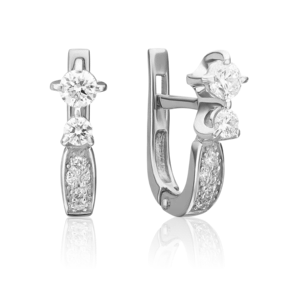 Серьги с английским замком из белого золота с бриллиантами 02-0238-00-101-1120-30