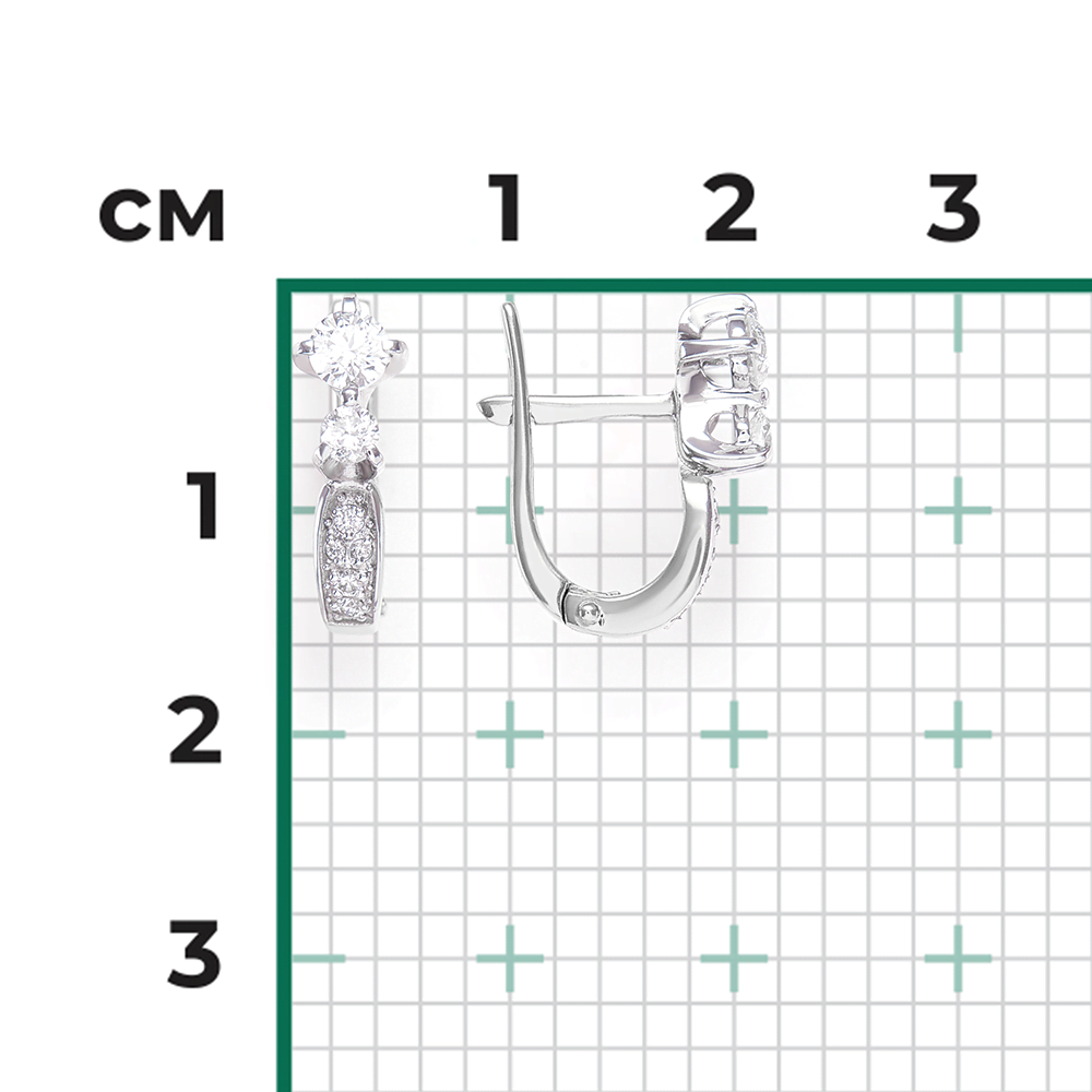 Серьги с английским замком из белого золота с бриллиантами 02-0238-00-101-1120-30