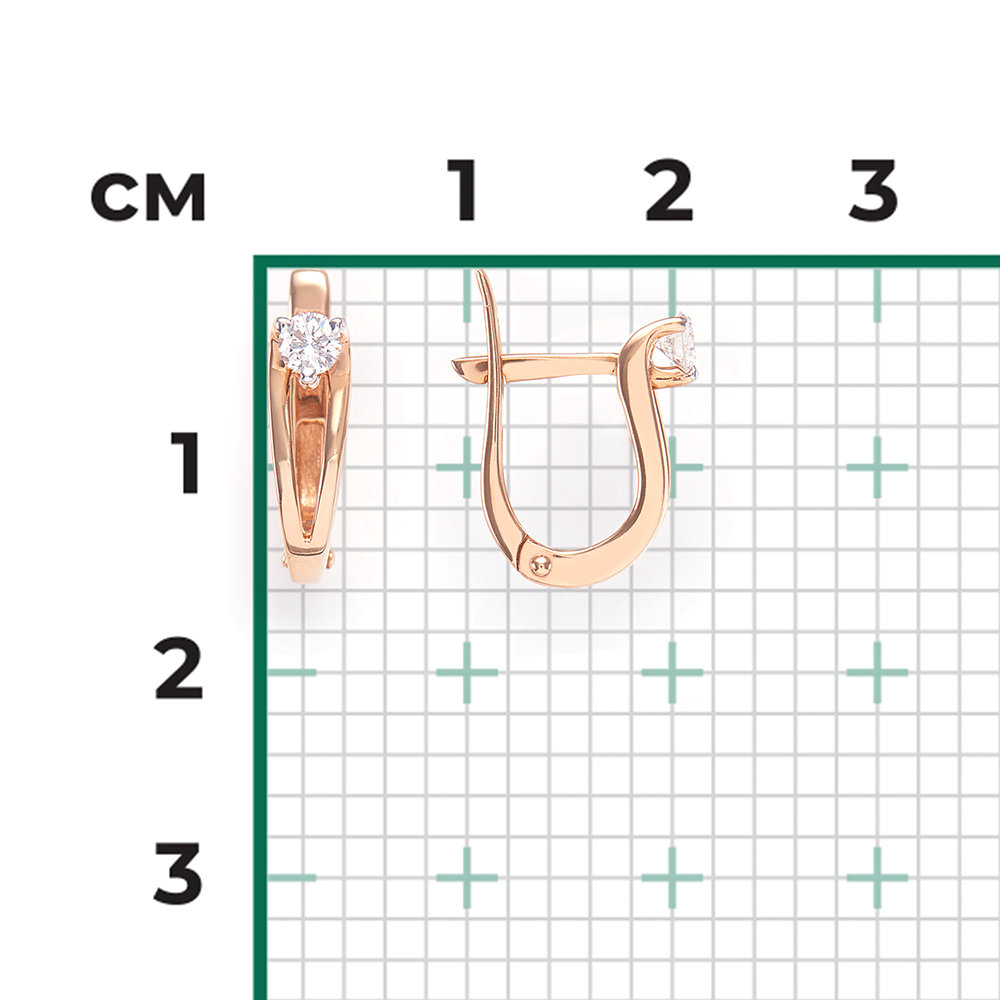 Серьги с английским замком из красного золота с бриллиантом 02-0241-00-101-1110-30