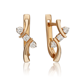 Серьги с английским замком из красного золота с бриллиантами 02-0247-00-101-1110-30