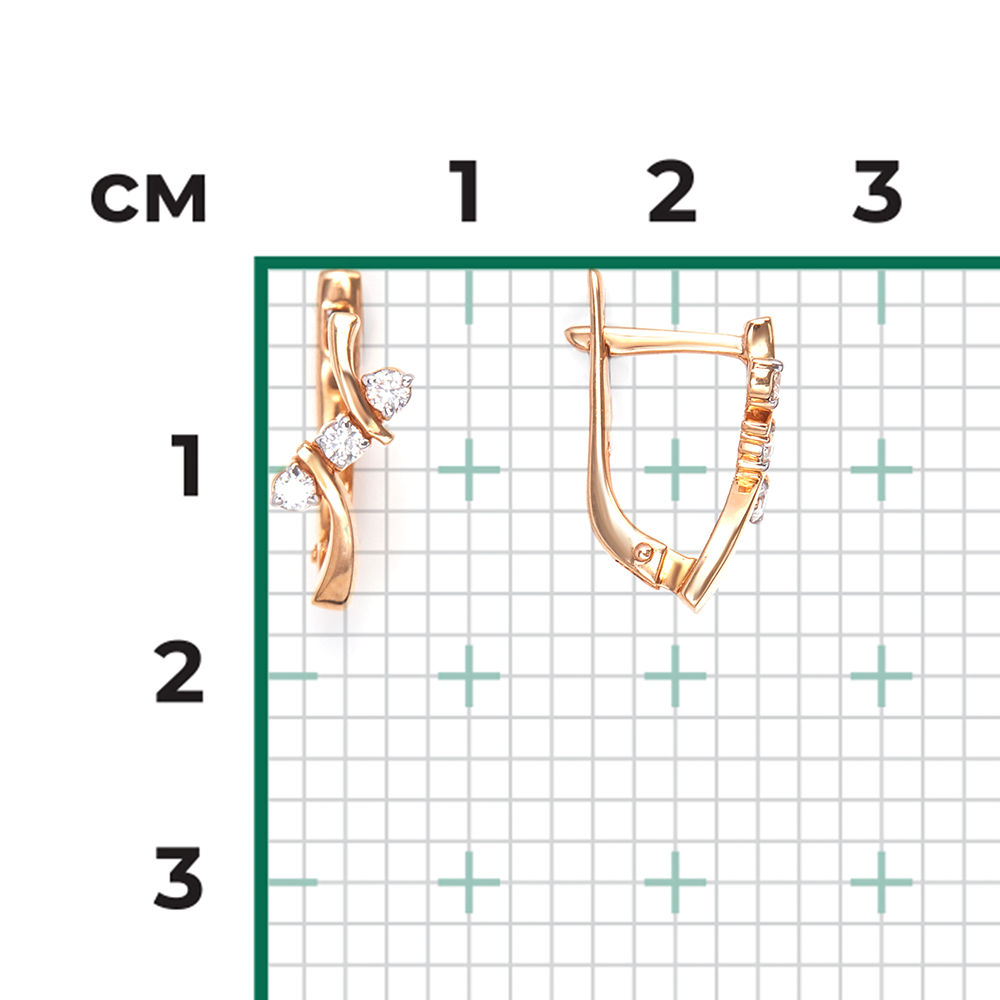Серьги с английским замком из красного золота с бриллиантами 02-0247-00-101-1110-30