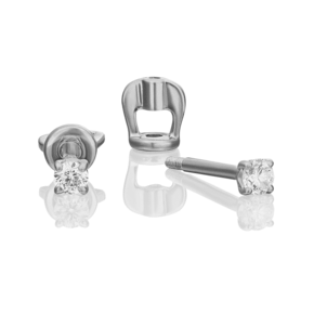 Серьги-пусеты из белого золота с бриллиантом