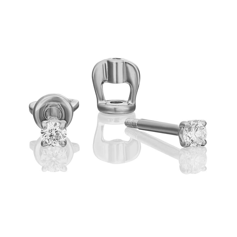 Серьги-пусеты из белого золота с бриллиантом 02-0252-00-101-1120-30