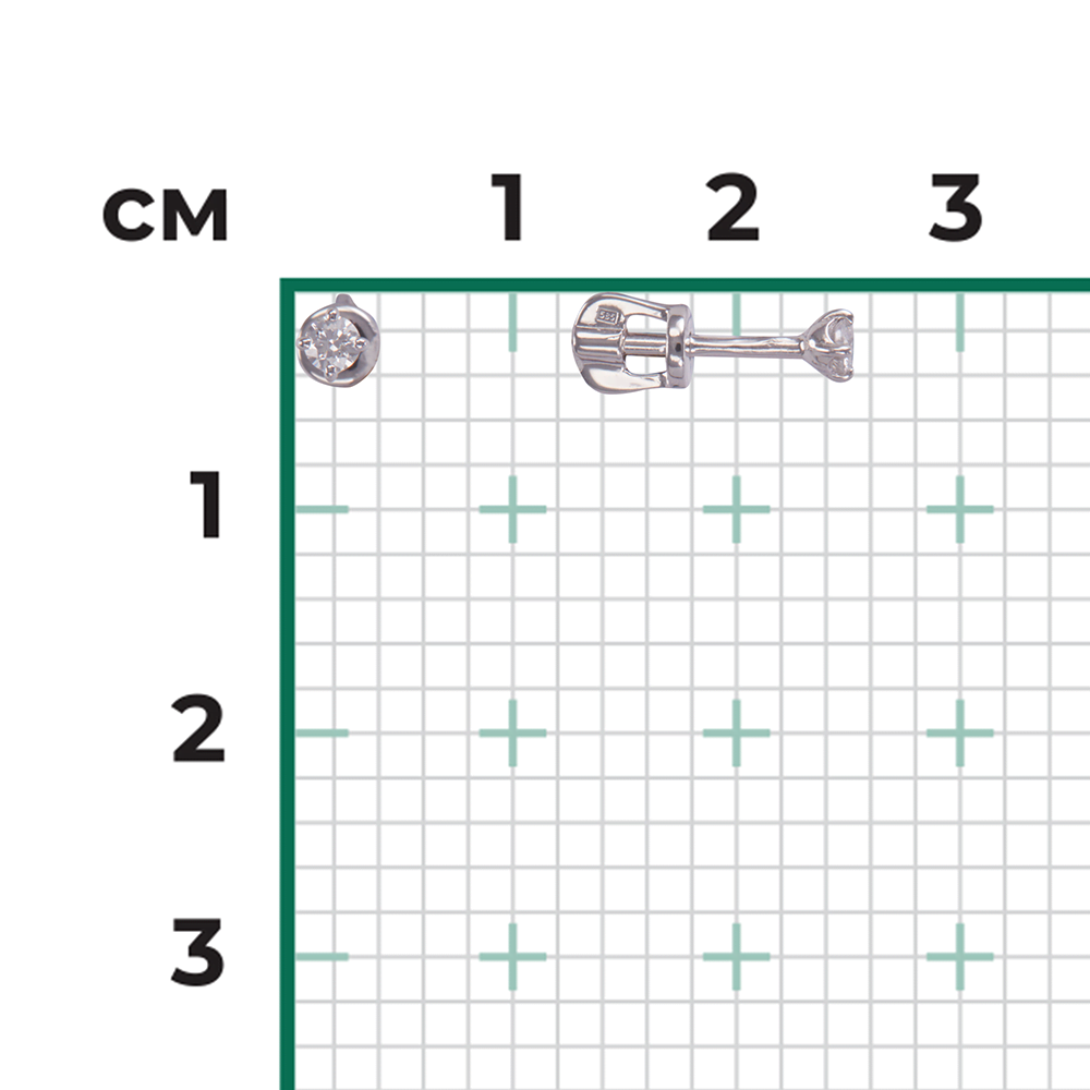 Серьги-пусеты из белого золота с бриллиантом 02-0252-00-101-1120-30