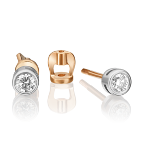 Серьги-пусеты из комбинированного золота с бриллиантом 02-0253-00-101-1111-30