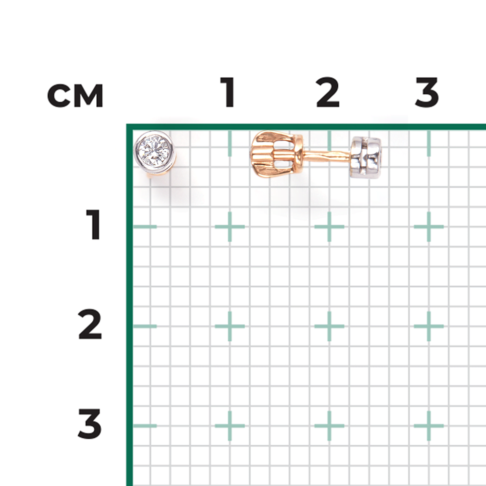 Серьги-пусеты из комбинированного золота с бриллиантом 02-0253-00-101-1111-30