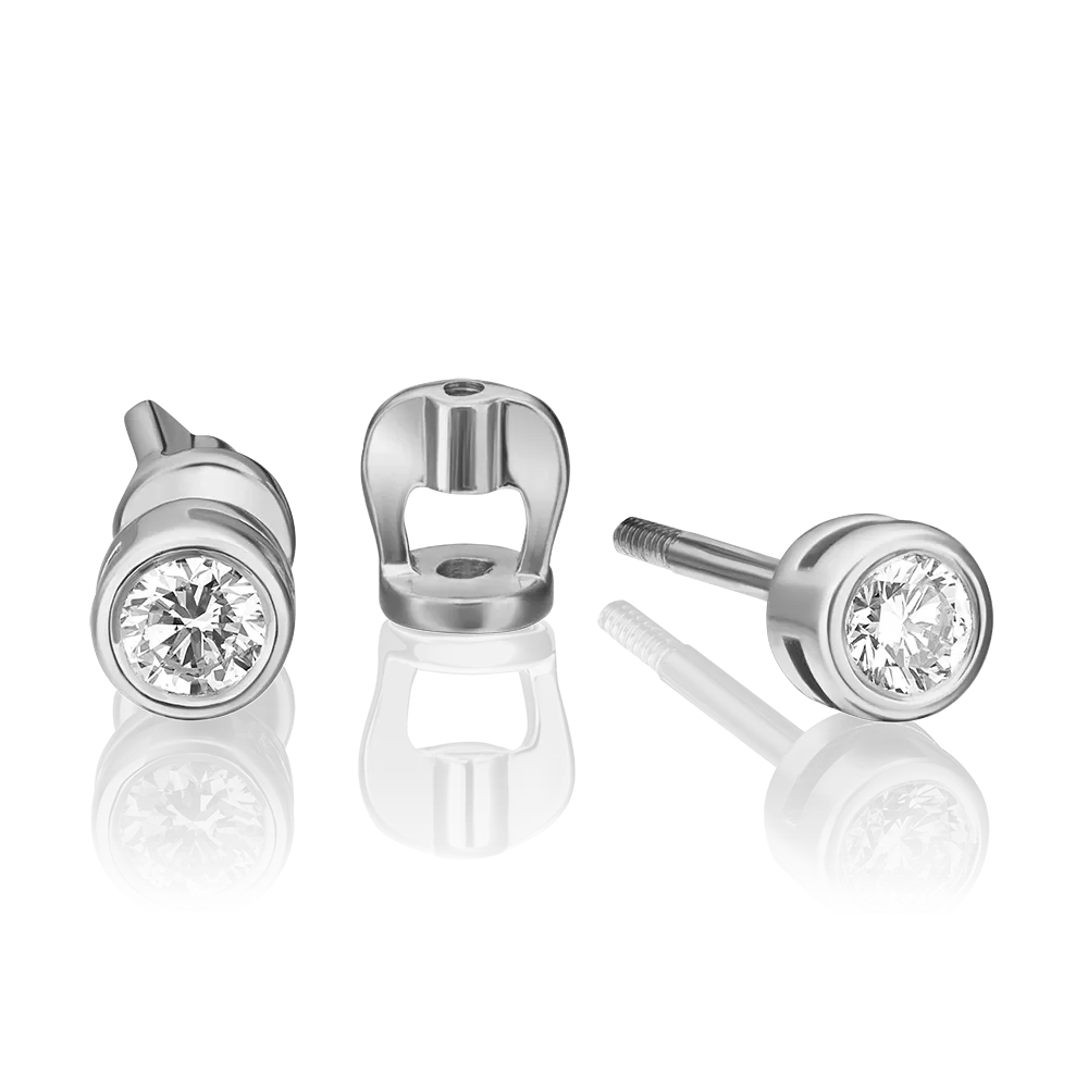 Серьги-пусеты из белого золота с бриллиантом 02-0254-00-101-1120-30