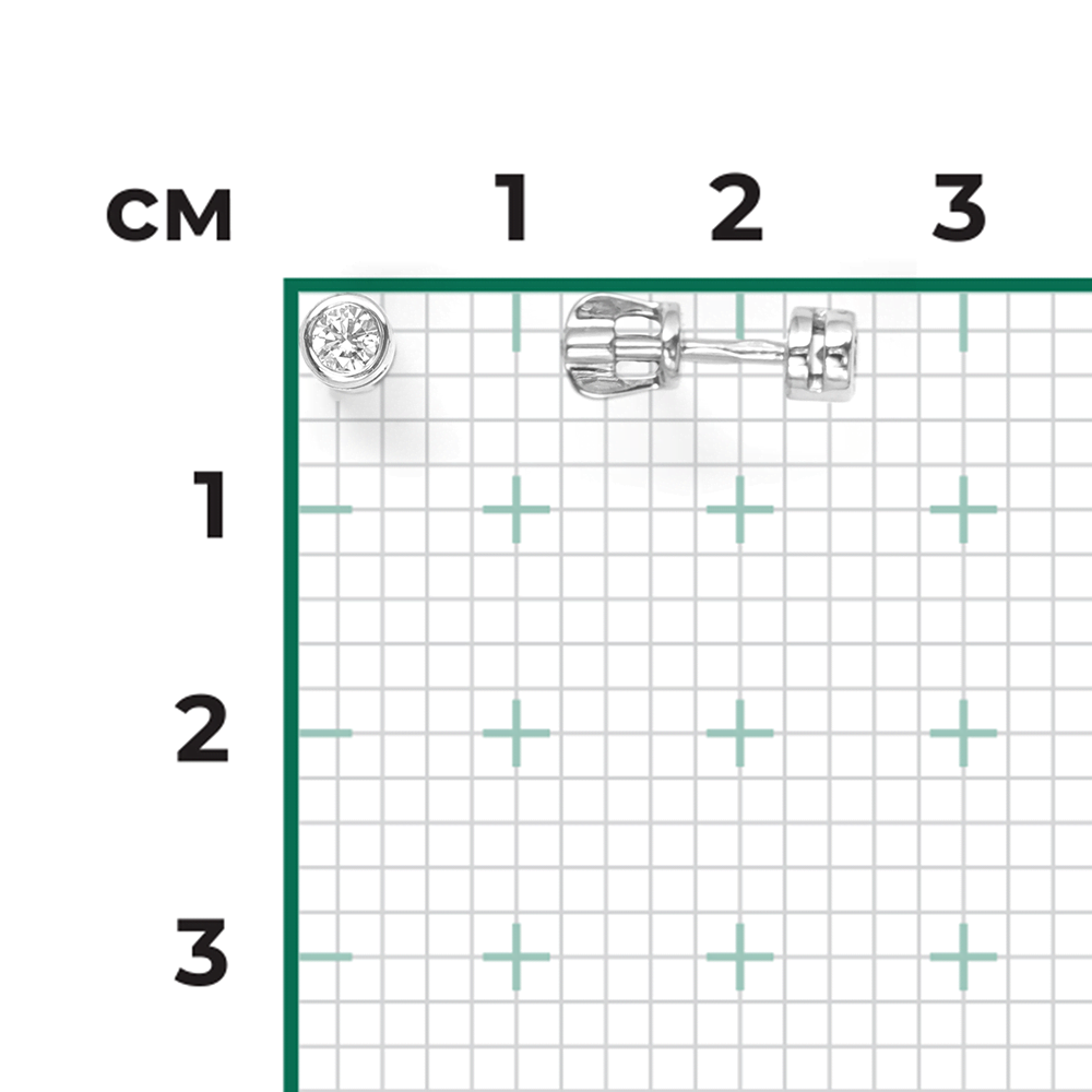 Серьги-пусеты из белого золота с бриллиантом 02-0254-00-101-1120-30