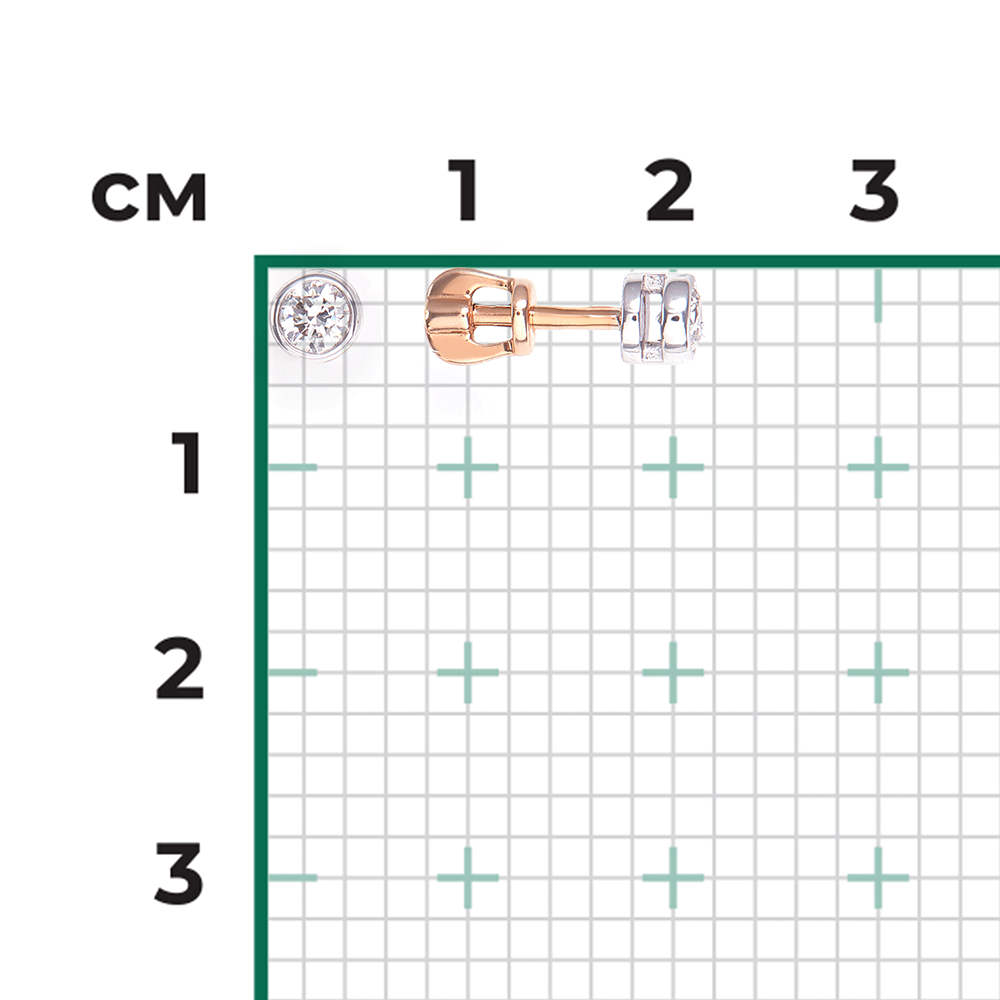 Серьги-пусеты из комбинированного золота с бриллиантом 02-0255-00-101-1111-30