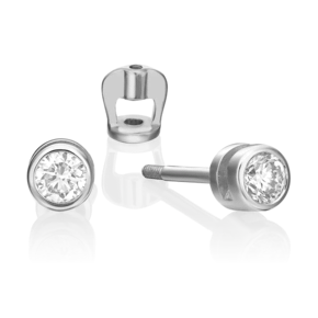 Серьги-пусеты из белого золота с бриллиантом