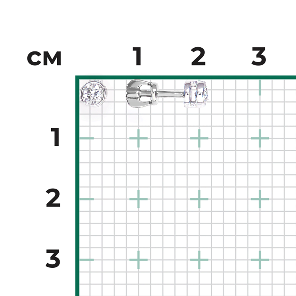 Серьги-пусеты из белого золота с бриллиантом 02-0256-00-101-1120-30