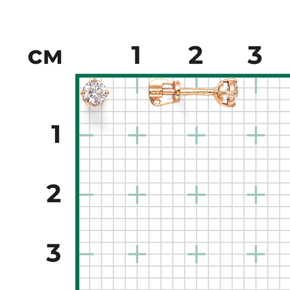 Серьги-пусеты из красного золота с бриллиантом 02-0259-00-101-1110-30