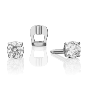 Серьги-пусеты из белого золота с бриллиантом