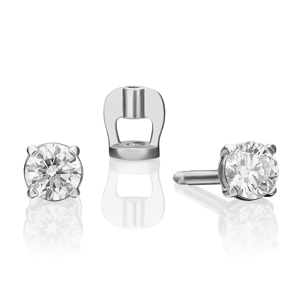 Серьги-пусеты из белого золота с бриллиантом 02-0260-00-101-1120-30