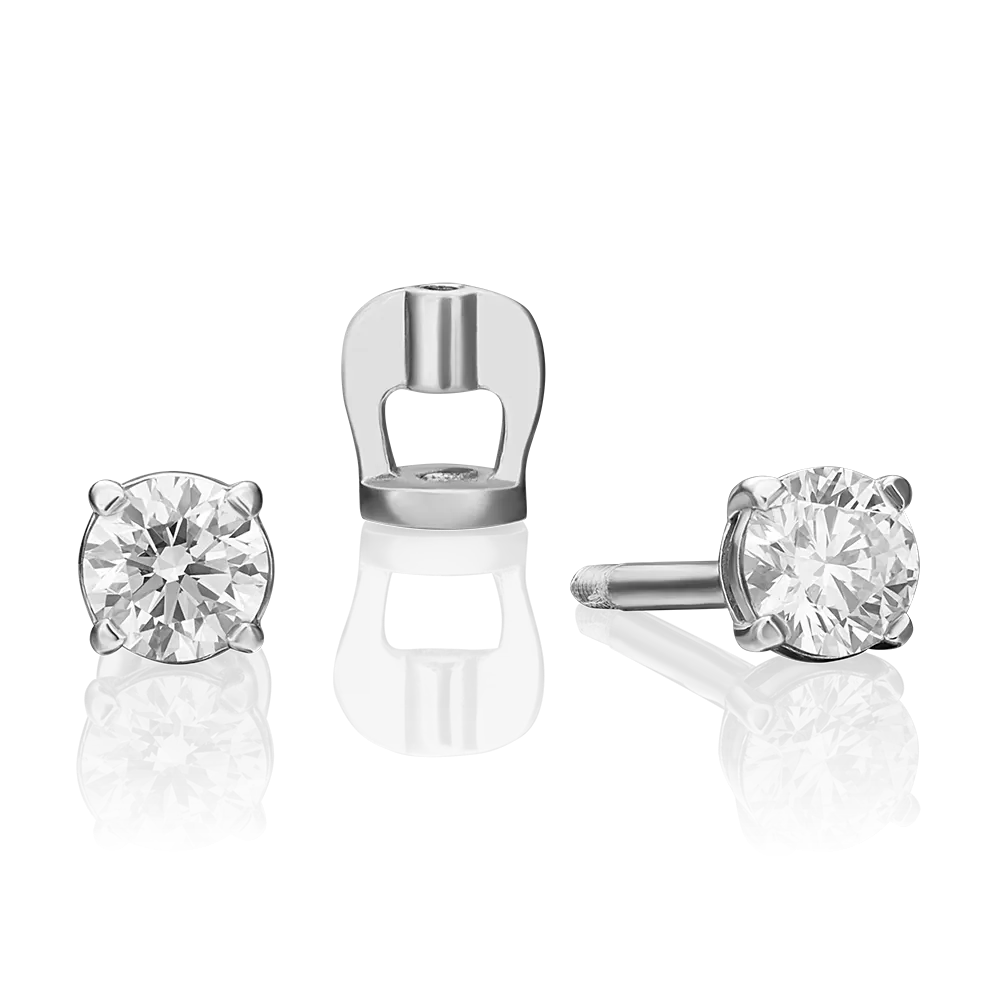 Серьги-пусеты из белого золота с бриллиантом 02-0260-00-101-1120-30