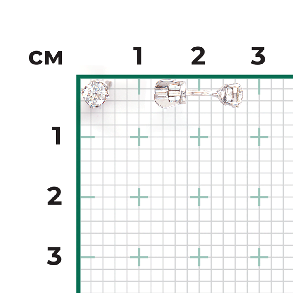 Серьги-пусеты из белого золота с бриллиантом 02-0260-00-101-1120-30
