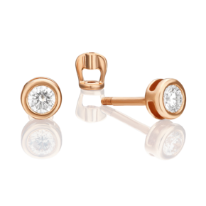 Серьги-пусеты из красного золота с бриллиантом 02-0261-00-101-1110-30