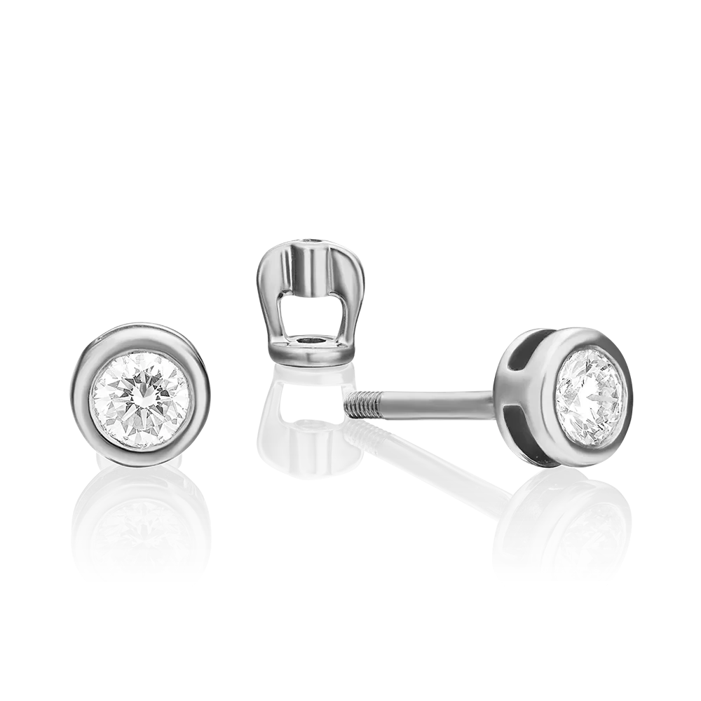 Серьги-пусеты из белого золота с бриллиантом 02-0262-00-101-1120-30