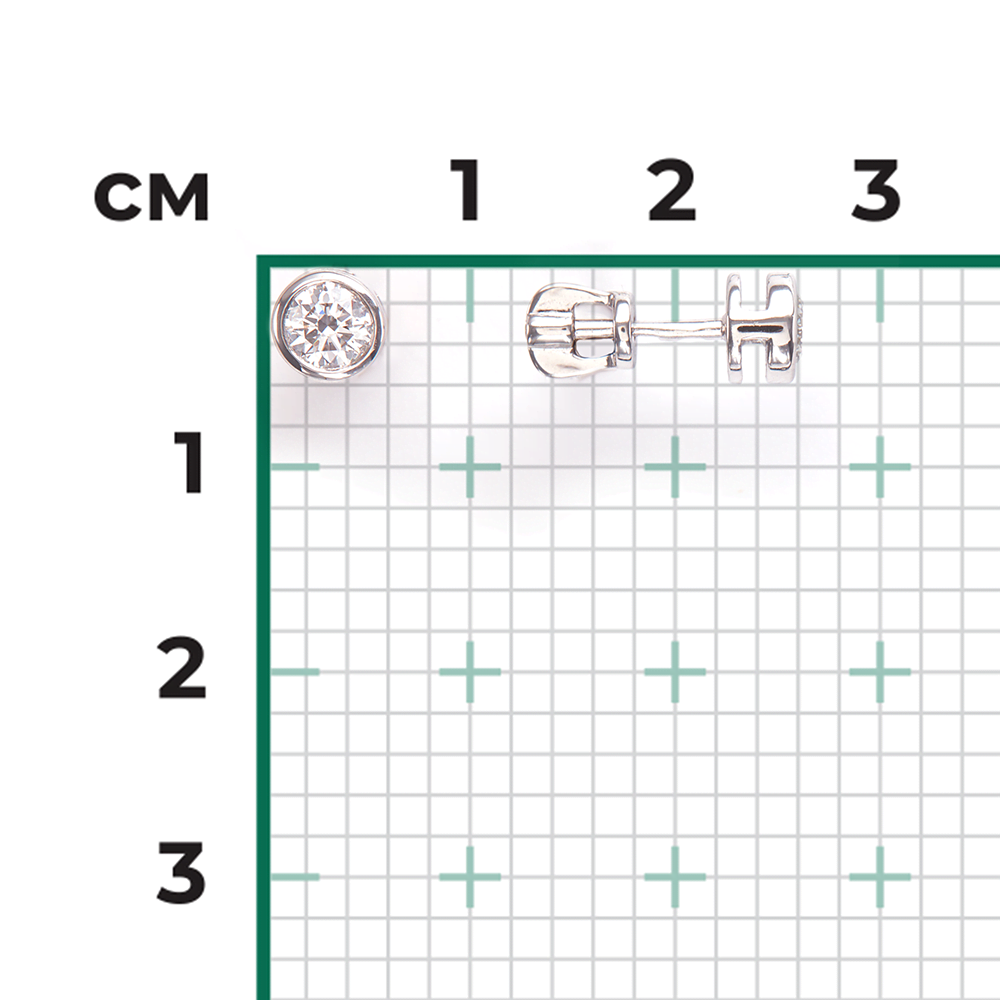 Серьги-пусеты из белого золота с бриллиантом 02-0262-00-101-1120-30