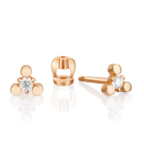 Серьги-пусеты из красного золота с бриллиантом 02-0263-00-101-1110-30