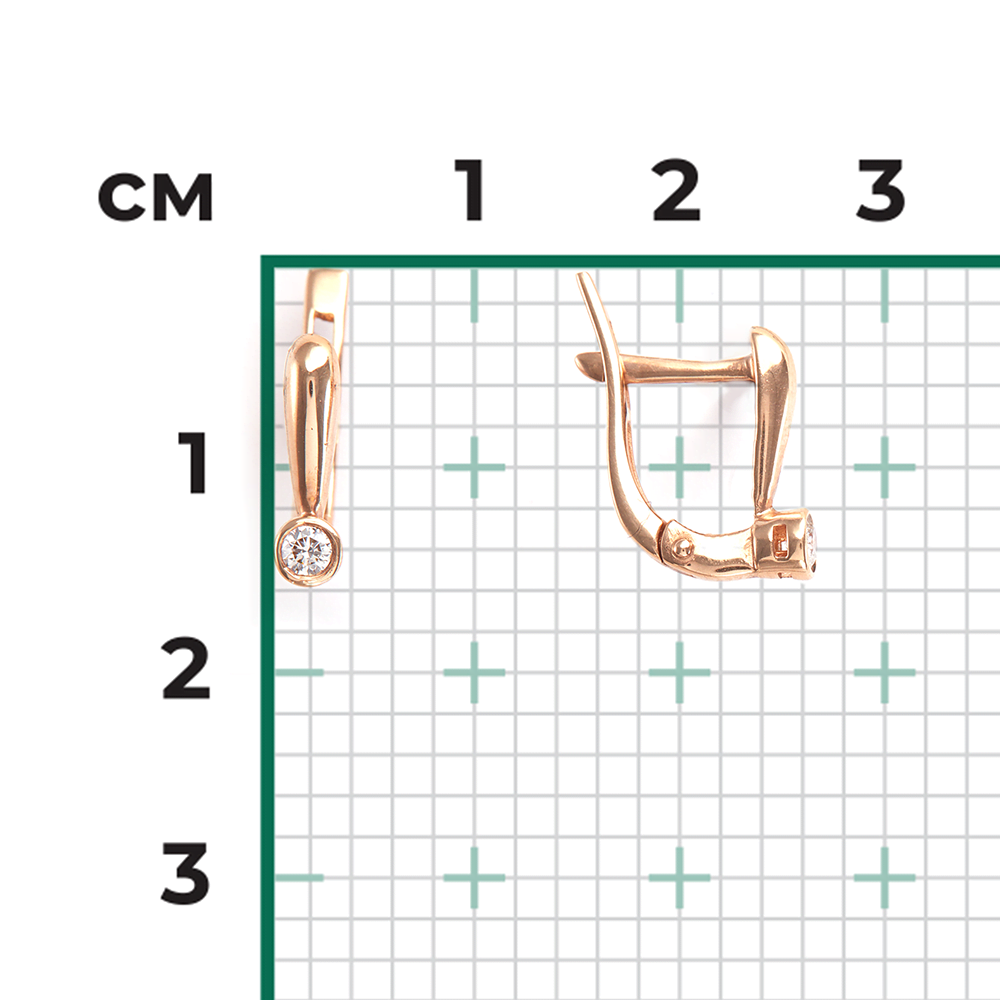 Серьги с английским замком из красного золота с бриллиантом 02-0265-00-101-1110-30