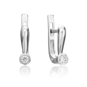 Серьги с английским замком из белого золота с бриллиантом 02-0266-00-101-1120-30