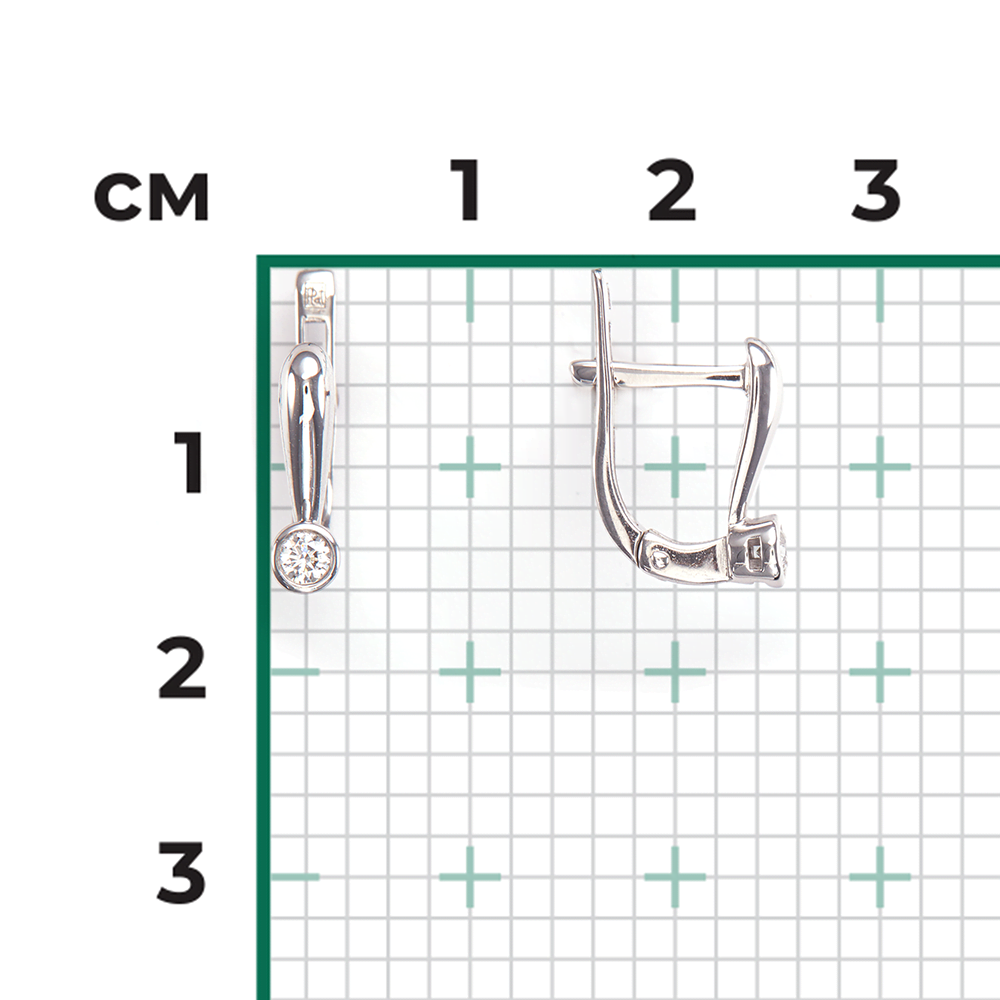 Серьги с английским замком из белого золота с бриллиантом 02-0266-00-101-1120-30