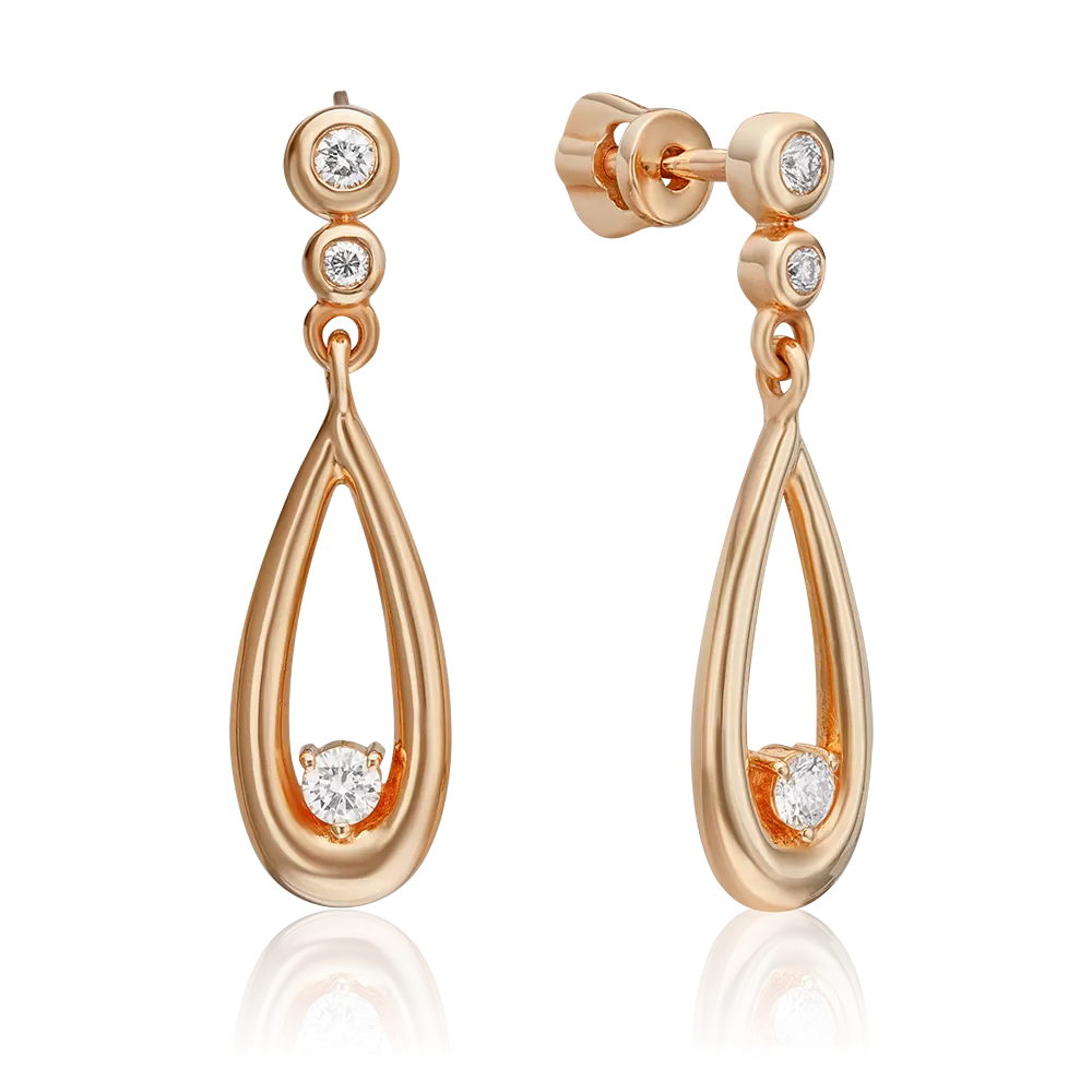 Серьги-пусеты из красного золота с бриллиантами 02-0275-00-101-1110-30