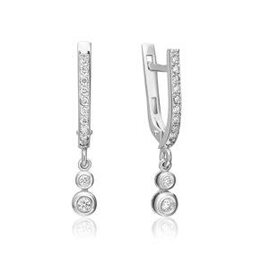 Серьги с английским замком из белого золота с бриллиантами 02-0278-00-101-1120-30