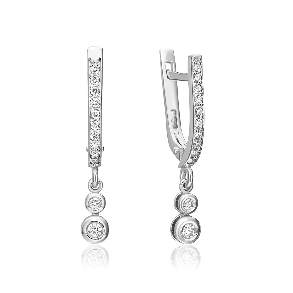 Серьги с английским замком из белого золота с бриллиантами 02-0278-00-101-1120-30