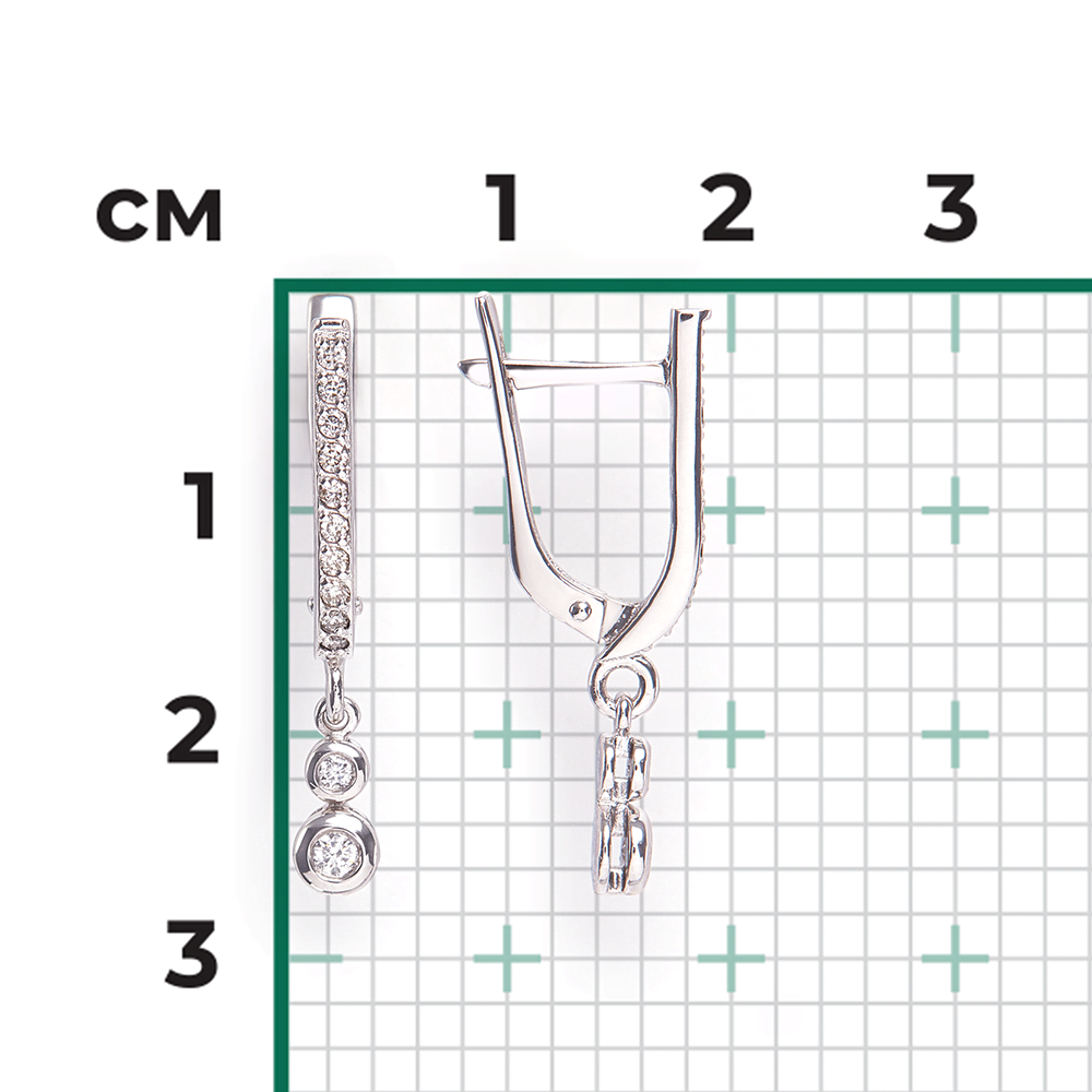 Серьги с английским замком из белого золота с бриллиантами 02-0278-00-101-1120-30