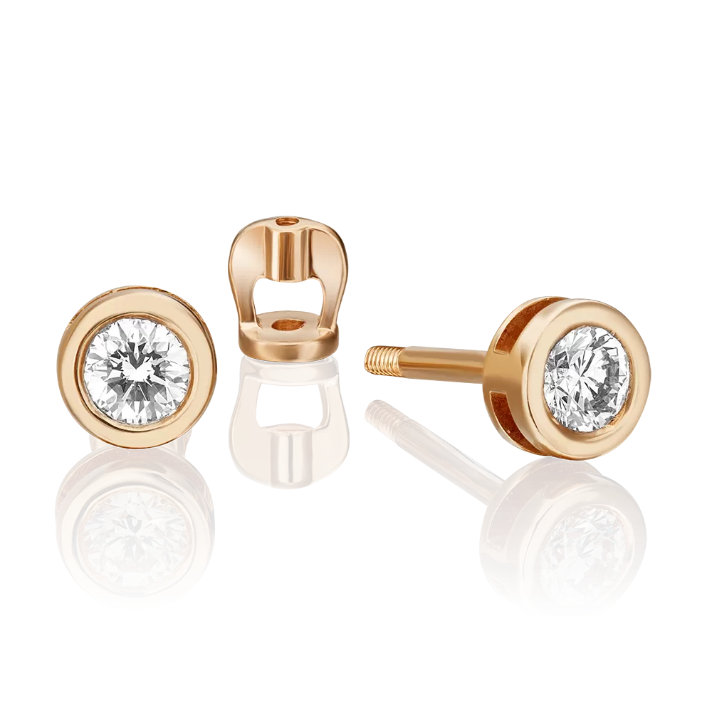 Серьги-пусеты из красного золота с бриллиантом 02-0279-00-101-1110-30