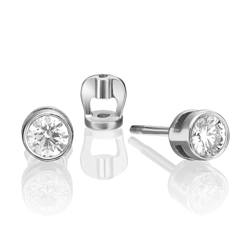 Серьги-пусеты из белого золота с бриллиантом 02-0280-00-101-1120-30