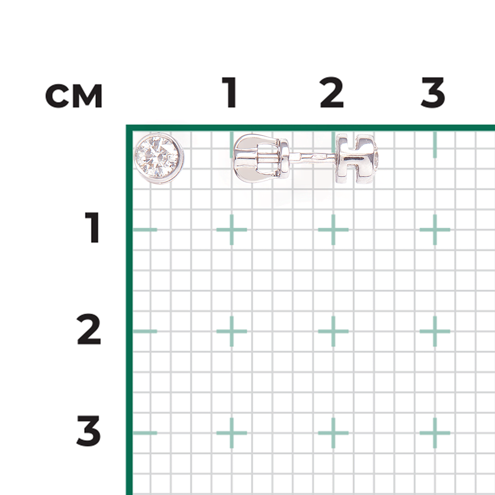 Серьги-пусеты из белого золота с бриллиантом 02-0280-00-101-1120-30