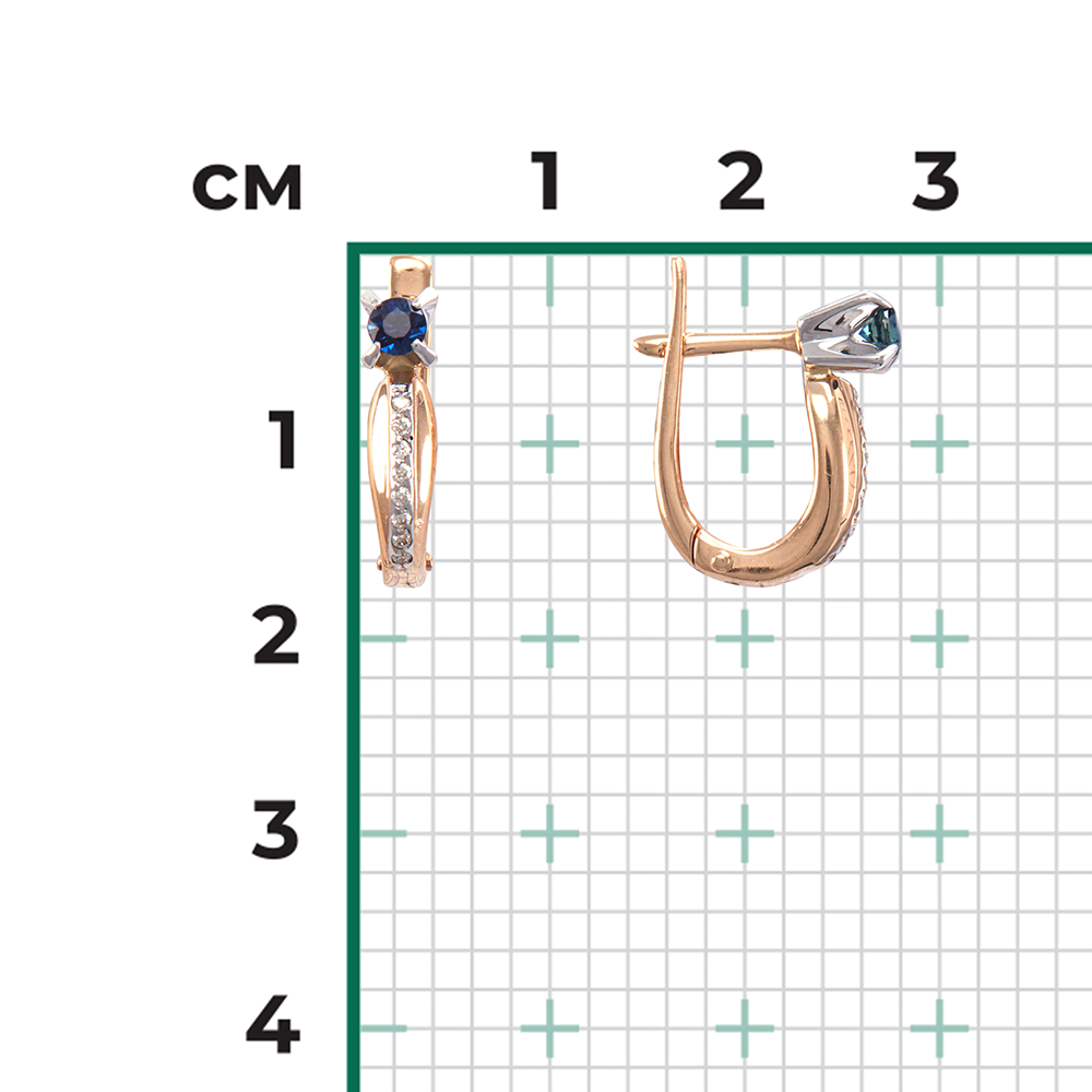 Серьги с английским замком из комбинированного золота с сапфиром и бриллиантами 02-0077-00-105-1111-30